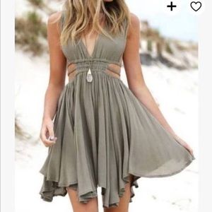 Selfie Leslie Deep V plunge mini dress. Perfect boho summer dress